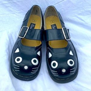 Anarchic Black Cat Mary Jane Retro Fun Shoes